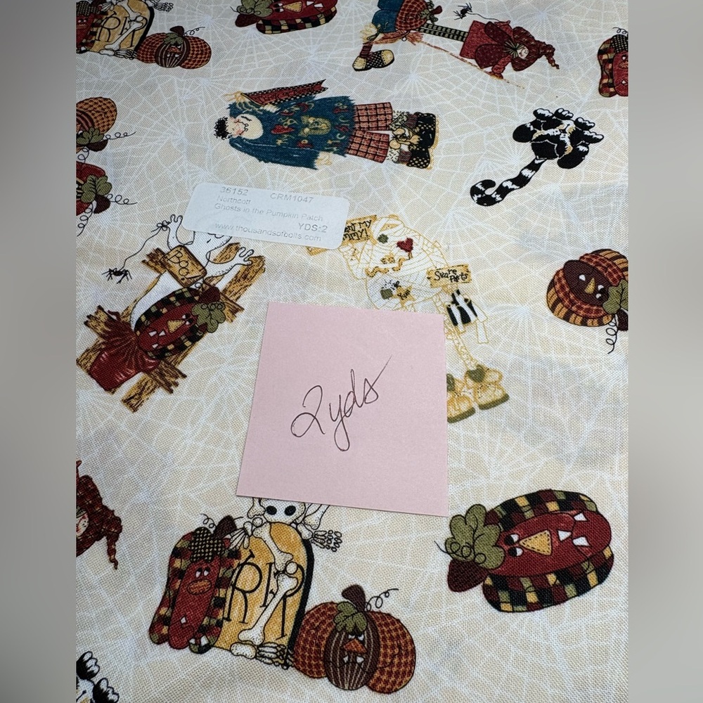 Fall /Halloween Fabric with Pumpkins and Scarecrows  and more- 2 yard cut